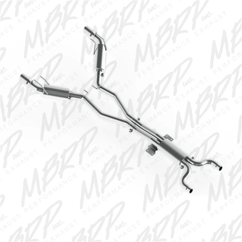 MBRP 2010 Chev Camaro V8 6.2L Automatic (L99) 3 Dual Cat Back Round Tips T409 - Side View