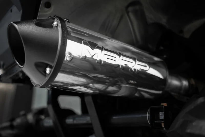 MBRP 2015 Polaris Hawkeye 325/Sportsman ETX 5in Single Slip-On Performance Series Exhaust - Side View