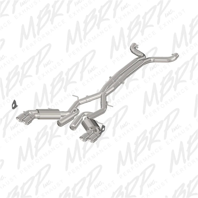 MBRP 2016+ Chevy Camaro SS 6.2L 3in Dual Cat-Back Quad Tip Exhaust Street Version w/ SS T409 Tips - Side View