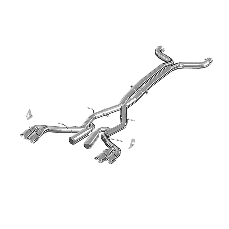 MBRP 2016 Chevy Camaro V8 6.2L 6spd 3in Alum Race Dual Cat Back w/ 4.5in Quad Dual Wall Tips - Side View