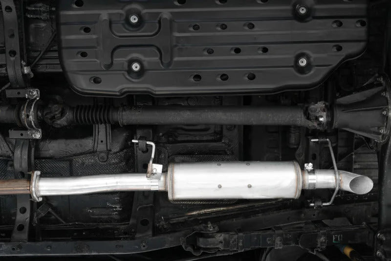 MBRP 2016 Toyota Tacoma 3.5L Cat Back Turn Down Style T409 Exhaust System - Back View