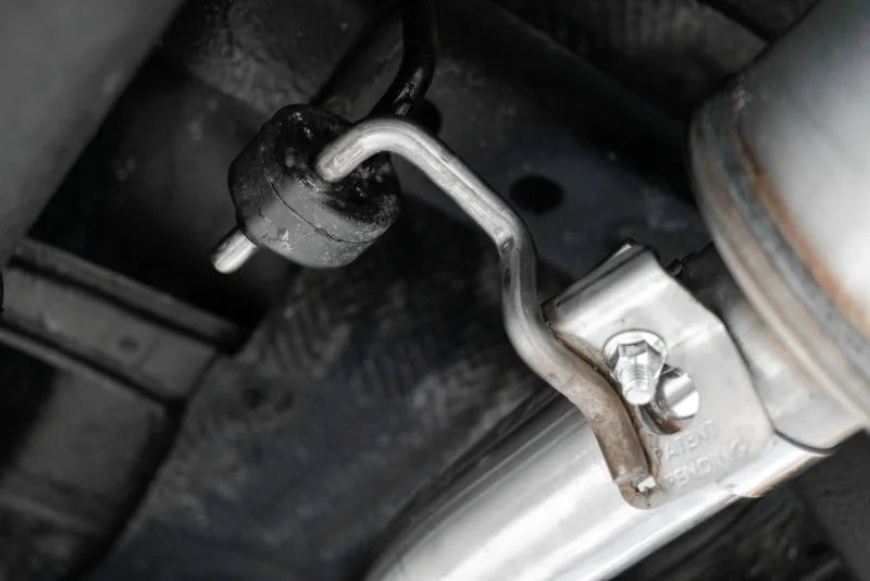 MBRP 2016 Toyota Tacoma 3.5L Cat Back Turn Down Style T409 Exhaust System - Installation View