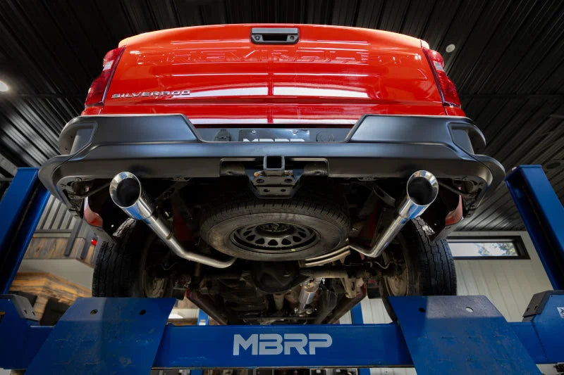MBRP 2019+ Chevrolet Silverado 1500 / 2019+ GMC Sierra 1500 Alum. 3in Armor Lite Cat-Back Exhaust - Side View