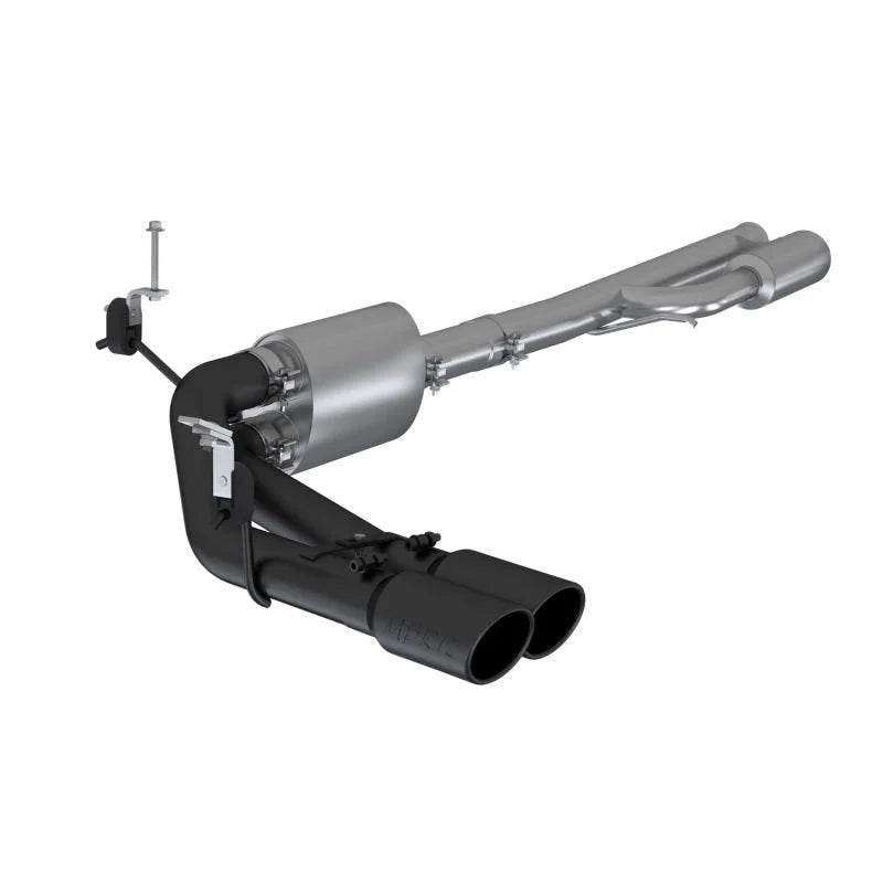MBRP 2019+ Chevrolet Silverado 1500 4.5L/5.3L Pre-Axle Dual Side Exite w/ 4in OD Tip- Black Coated - Main Product View