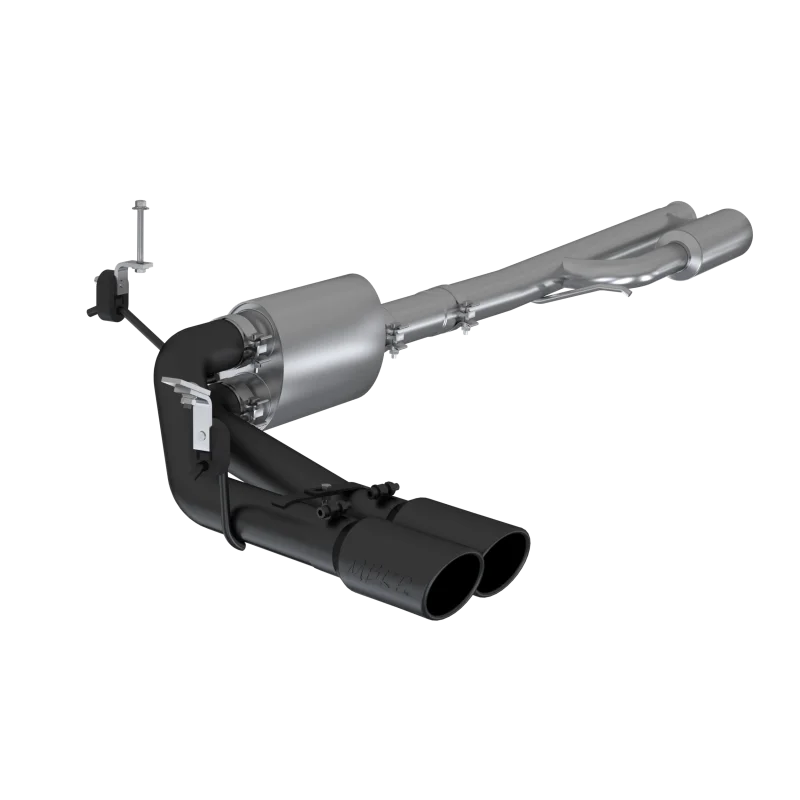 MBRP 2019+ Chevrolet Silverado 1500 4.5L/5.3L Pre-Axle Dual Side Exite w/ 4in OD Tip- Black Coated - Side View