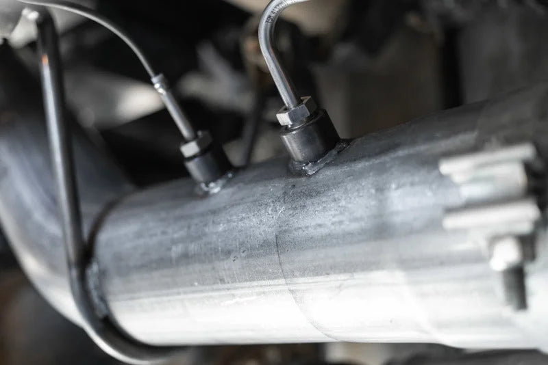 MBRP 2020+ GMC/Chevy 2500/3500 6.6L Duramax 4in Mand Bent Tubing Pro-Ser Cat Back Single Side - 304 - Back View