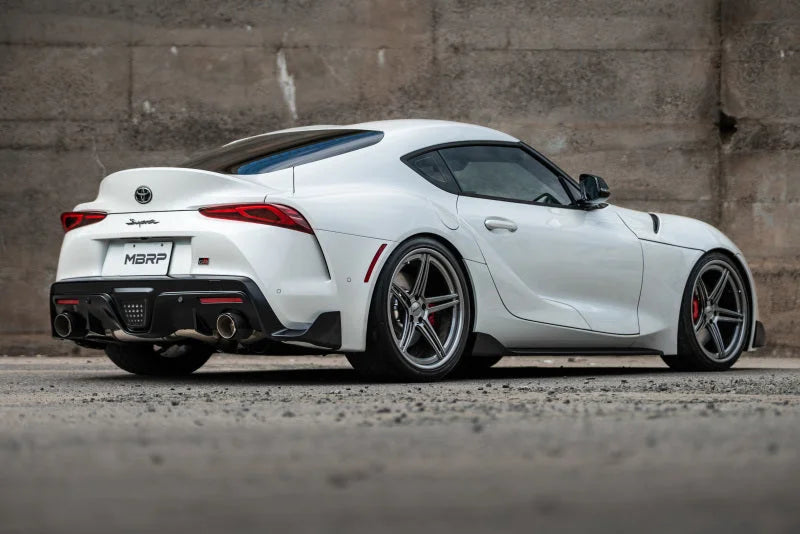 MBRP 2020+ Toyota Supra 3.0L 3in Catback Dual Rear Burnt End Tips - T304 - Installation View