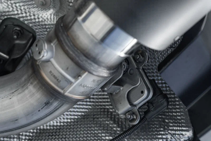 MBRP 2020+ Toyota Supra 3.0L 3in Catback Dual Rear Carbon Fiber Tips - T304 - Side View