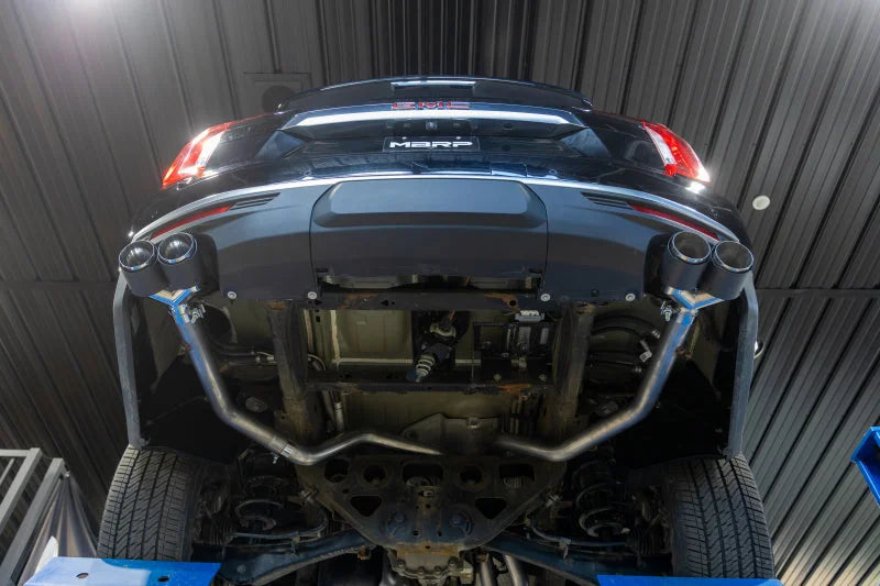 MBRP 2021+ Chevy Tahoe / GMC Yukon T304 SS 3in Cat-Back Dual Split Exhaust w/ Quad Carbon Fiber Tips - Side View