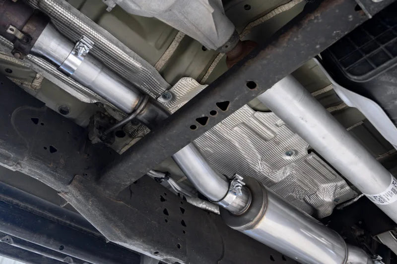 MBRP 2021+ Chevy Tahoe / GMC Yukon T304 SS 3in Cat-Back Dual Split Exhaust w/ Quad Carbon Fiber Tips - Back View