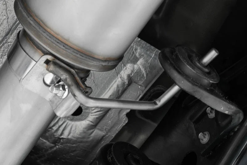 MBRP 2021+ Ford F150 2.7L/3.5L/5.0L 4in T304 Stainless Steel Cat-Back - RACE VERSION - Back View