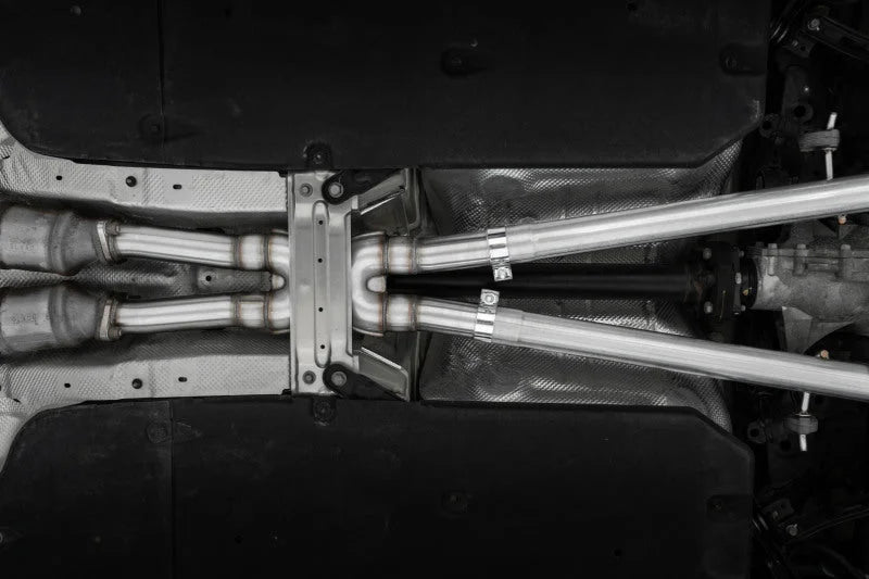 MBRP 2022 Kia Stinger 3.3L T304 SS Cat-Back Exhaust- Dual Split Rear Quad Outlet Uses Factory Bezels - Side View
