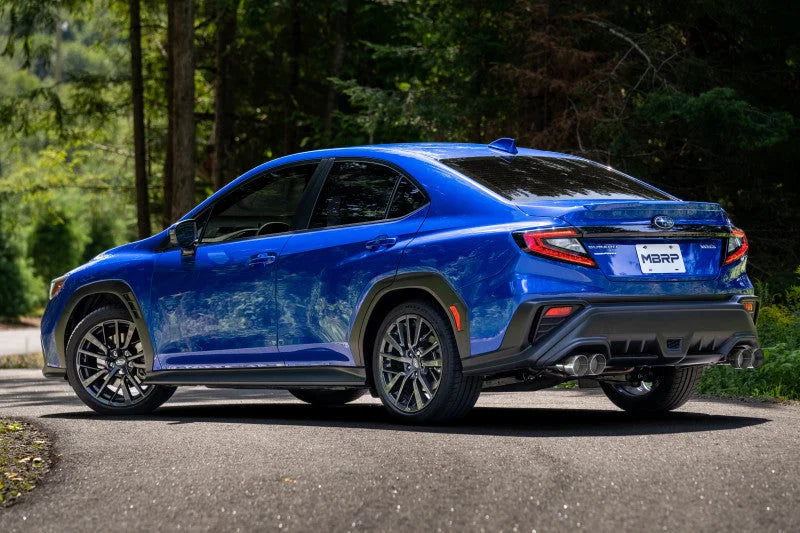 MBRP 2022+ Subaru WRX 3in Cat-Back Dual Split Rear Quad Tips Race Profile Exhaust - Installation View