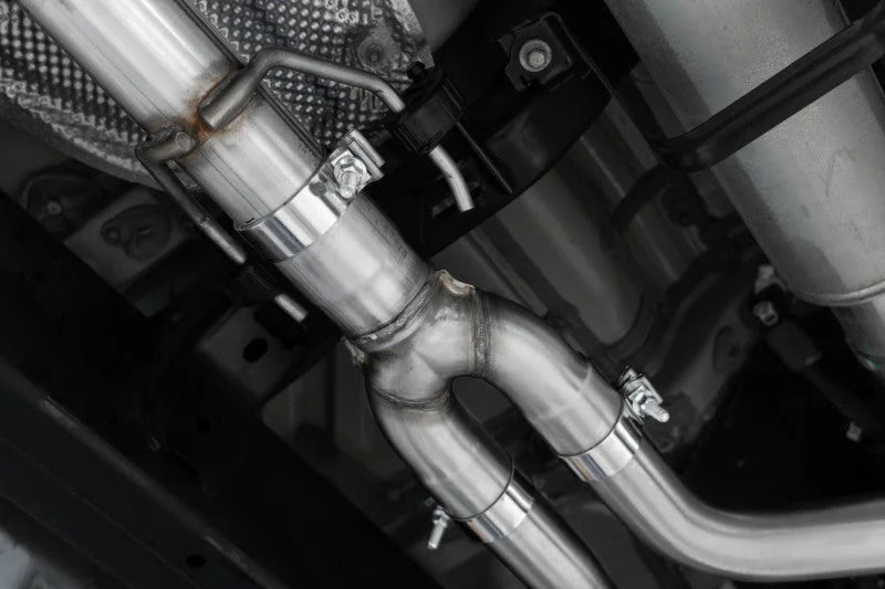 MBRP 2022 Toyota Tundra 3.5L Dual Cat-back 4in Single Side Exit Rolled Tip - Aluminized Steel - Back View