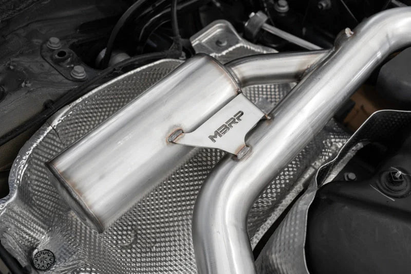 MBRP 2022 VW Golf GTI MK8 T304 SS 3in Cat-Back Exhaust 2.5in Dual Split Rear w/ Carbon Fiber Tips - Back View