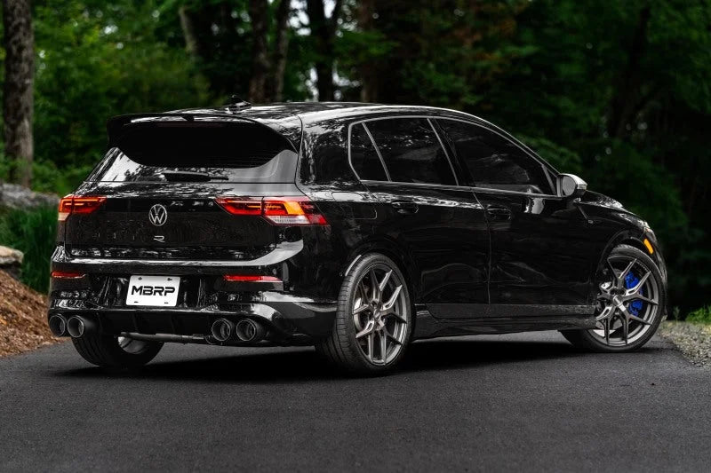 MBRP 2022 Volkswagen Golf R MK8 3in Cat-Back Quad Rear w/ Carbon Fiber Tips Valve Delete Exhaust - Back View