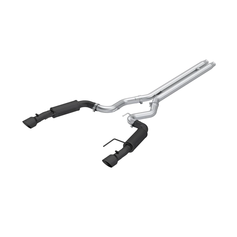 MBRP 2024Ford Mustang GT S650, 5.0 3in Cat-Back Dual Split Black-Coated Aluminized Steel - Side View