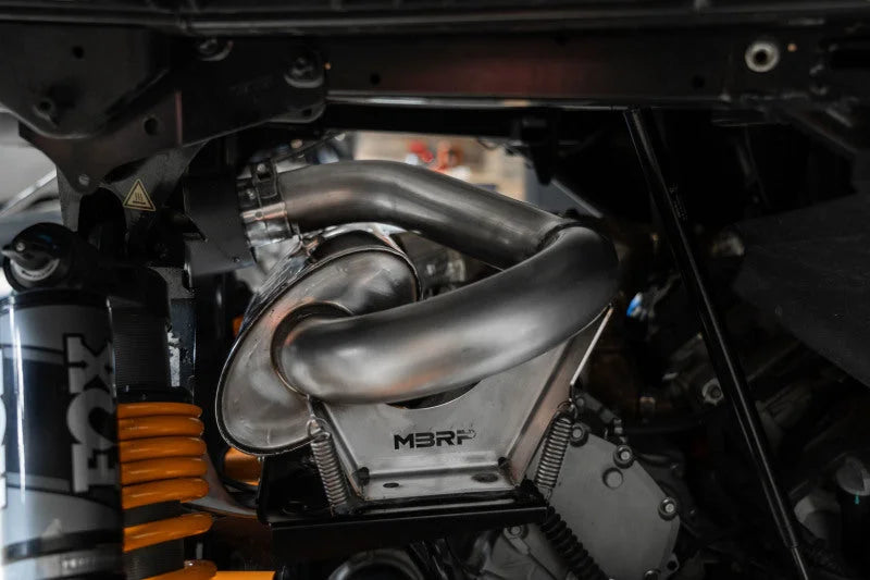 MBRP 21-22 Can-Am Commander 1000R Slip On Exhaust Center Exit - Performance Series - Back View