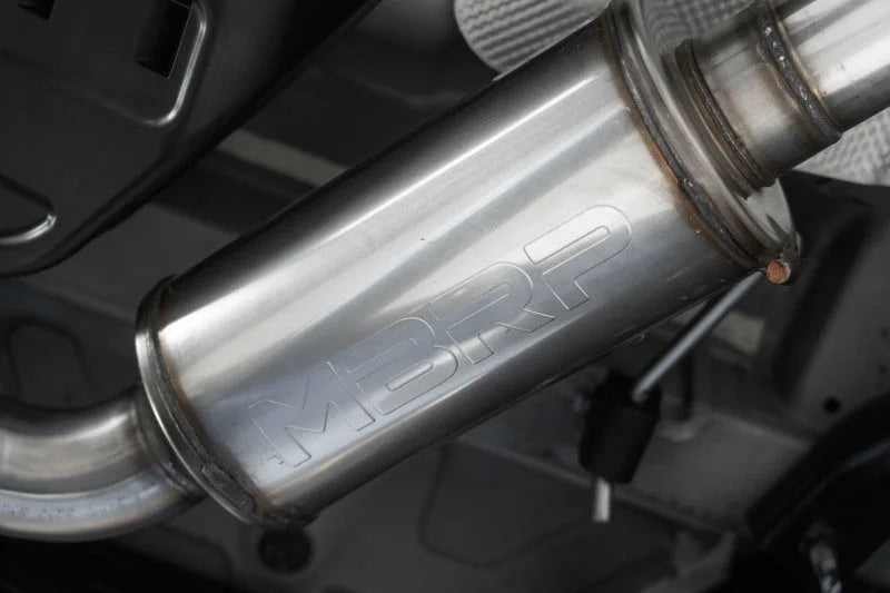 MBRP 22-23 Hyundai Elantra N 2.0L Turbo T304  5in OD CF Tips Dual Outlet 3in Cat Back Exhaust - Back View