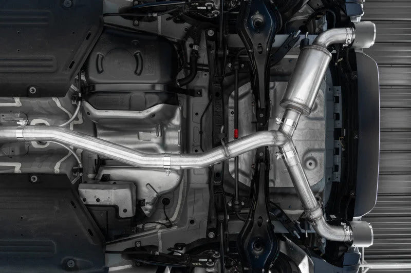 MBRP 22-23 Hyundai Kona N 2.0L Turbo 3in Cat Back Dual Rear with Carbon Fiber Tips - T304 - Side View