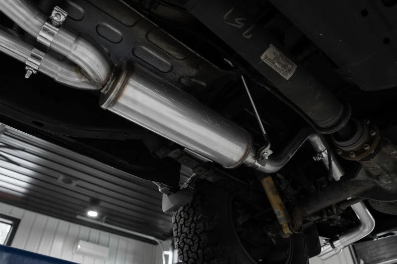 MBRP 22-23 Nissan Frontier 3.8L 3in Tip 3in Cat Back Single Side Exit  Street Profile - T304 - Back View