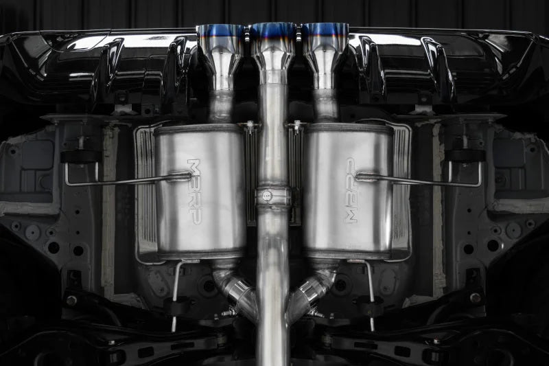 MBRP 23-24 Honda Civic Type R 2.0L T304 SS 3in Cat-Back Exhaust Triple Center Outlet w/ Burnt Tips - Side View