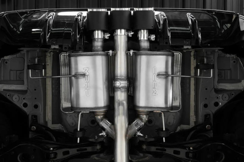 MBRP 23-24 Honda Civic Type R 2.0L T304 SS 3in Cat-Back Exhaust Triple Center Outlet w/ Carbon Tips - Side View