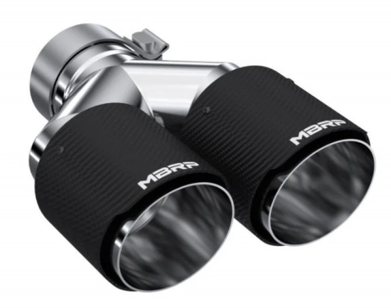 MBRP 3in ID / Dual 4in OD Out Staggered L 9.37in / R 9.87in Dual Wall Carbon Fiber Univ Exhaust Tip - Additional View 5