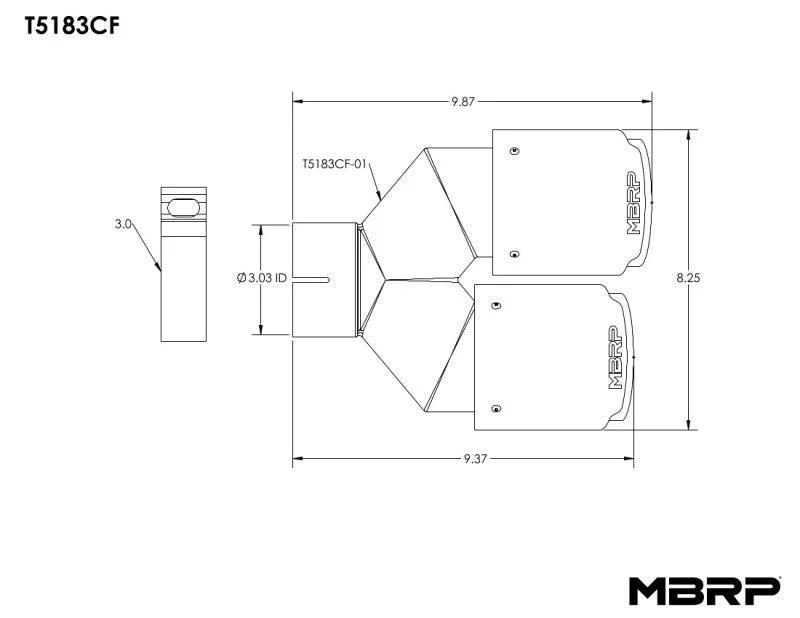 MBRP 3in ID / Dual 4in OD Out Staggered L 9.37in / R 9.87in Dual Wall Carbon Fiber Univ Exhaust Tip - Additional View 6