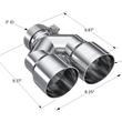 Load image into Gallery viewer, MBRP 3in ID / Dual 4in OD Out Staggered L 9.37in / R 9.87in Single Wall T304 SS Univ Exhaust Tip - Side View