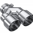 Load image into Gallery viewer, MBRP 3in ID / Dual 4in OD Out Staggered L 9.37in / R 9.87in Single Wall T304 SS Univ Exhaust Tip - Back View