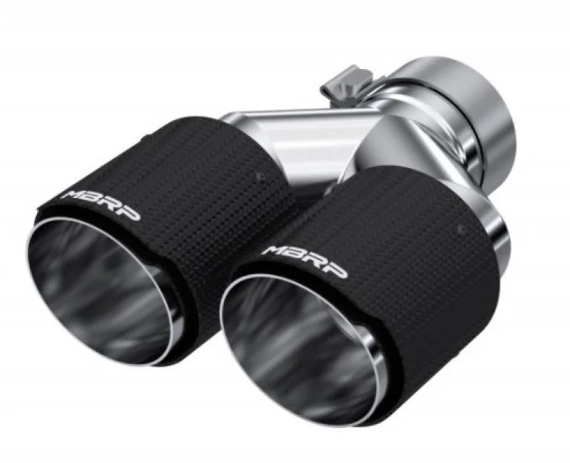 MBRP 3in ID / Dual 4in OD Out Staggered L 9.87in / R 9.37in Dual Wall Carbon Fiber Univ Exhaust Tip - Additional View 5