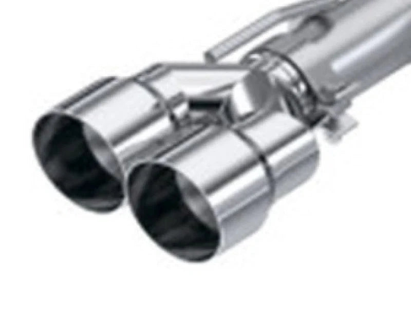 MBRP 3in ID / Dual 4in OD Out Staggered L 9.87in / R 9.37in Single Wall T304 SS Univ Exhaust Tip - Installation View