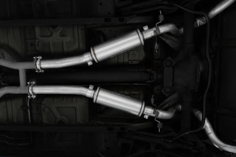 MBRP 99-04 Ford Mustang GT/Mach 1 2.5in Dual Split Rear AL Catback Exhaust w/ 3.5in Dual Wall Tips - Side View