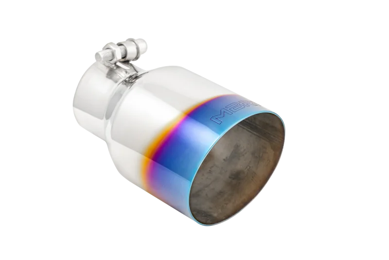 MBRP Burnt End Tip 2.5 ID 4 ID Out 6.5 length Single Wall Angle Cut 304 Stainless Steel - Back View