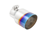 Load image into Gallery viewer, MBRP Burnt End Tip 2.5 ID 4 ID Out 6.5 length Single Wall Angle Cut 304 Stainless Steel - Back View