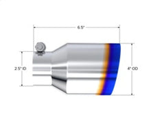 Load image into Gallery viewer, MBRP Burnt End Tip 2.5 ID 4 ID Out 6.5 length Single Wall Angle Cut 304 Stainless Steel - Installation View