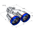 Load image into Gallery viewer, MBRP Burnt End Tip 2.5 ID, Dual 3.5 OD Out, 9.5 length, Single wall 304 Stainless Steel - Side View