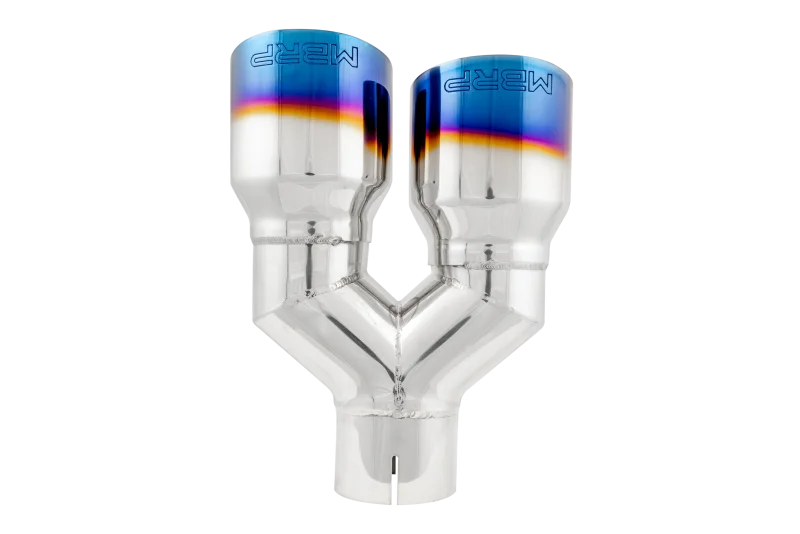 MBRP Burnt End Tip 2.5 ID, Dual 3.5 OD Out, 9.5 length, Single wall 304 Stainless Steel - Back View
