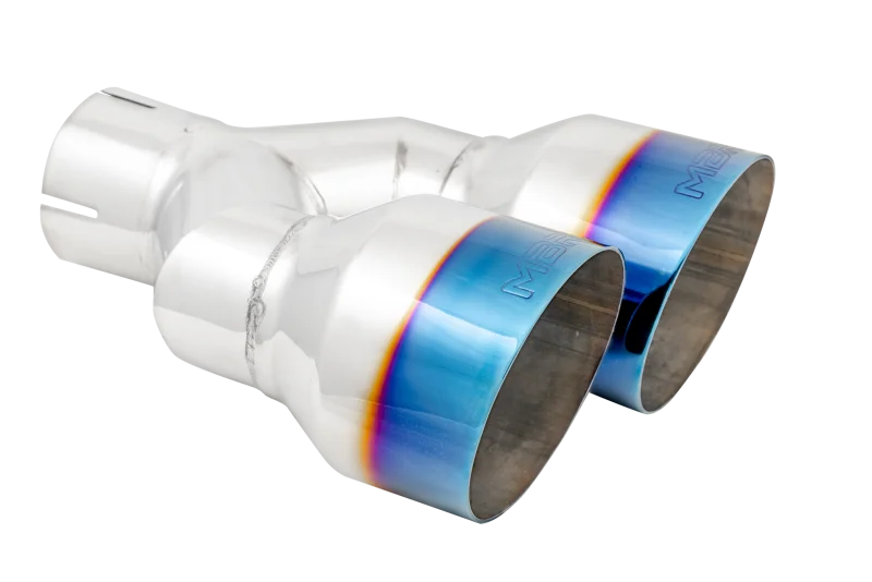 MBRP Burnt End Tip 2.5 ID Dual 4 OD Out 9.5 length Single wall 304 Stainless Steel Driver Side - Side View