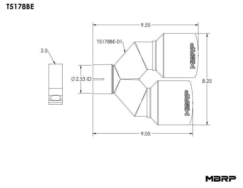 MBRP Burnt End Tip 2.5 ID Dual 4 OD Out 9.5 length Single wall 304 Stainless Steel Driver Side - Additional View 6