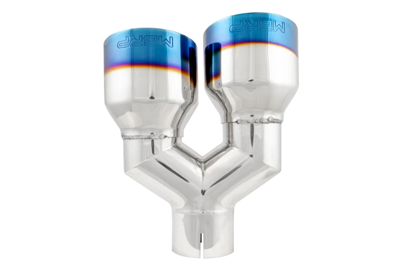 MBRP Burnt End Tip 2.5 ID Dual 4 OD Out 9.55 length Single wall 304 Stainless Steel Pass Side - Side View