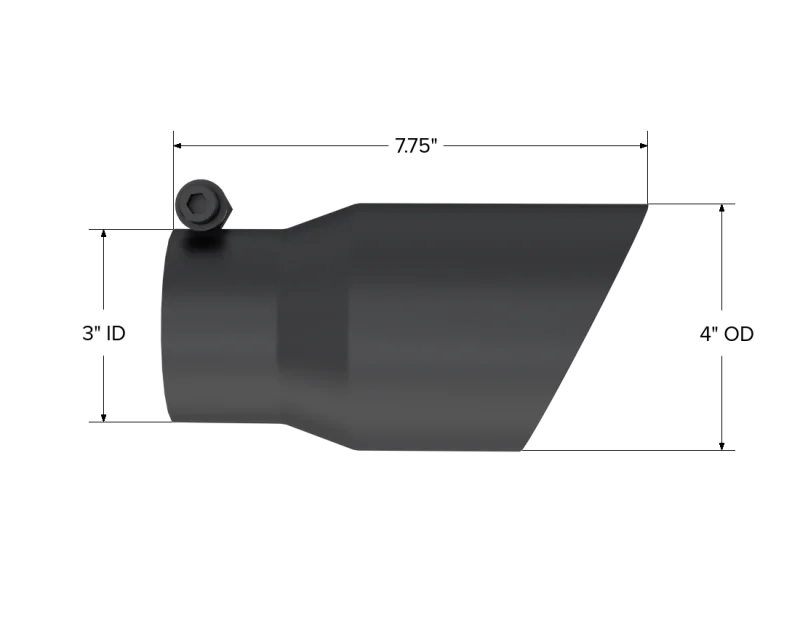MBRP Tip 3in Round x 4in Inlet OD Dual Walled Angled Black Tip - Fits all 3in Exhausts - Detail View