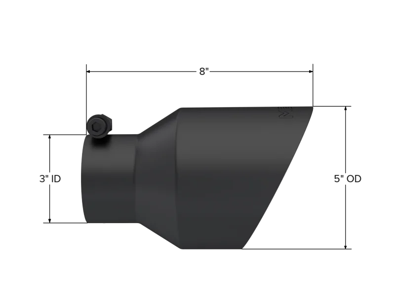 MBRP Universal 3in Hex Tip 5in Inlet 8in Length Dual Wall Exhaust Tip - Black Coated - Side View