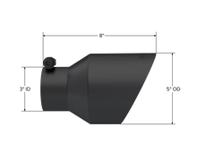 Load image into Gallery viewer, MBRP Universal 3in Hex Tip 5in Inlet 8in Length Dual Wall Exhaust Tip - Black Coated - Side View