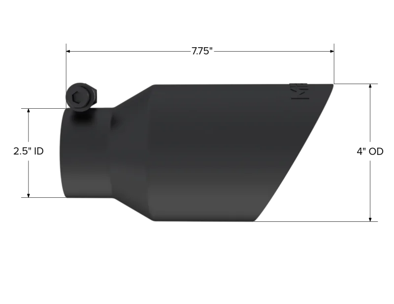 MBRP Universal 4in OD Dual Wall Angled 2.5in Inlet 8in Lgth Exhaust Tip - Black - Detail View