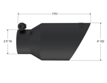 Load image into Gallery viewer, MBRP Universal 4in OD Dual Wall Angled 2.5in Inlet 8in Lgth Exhaust Tip - Black - Detail View