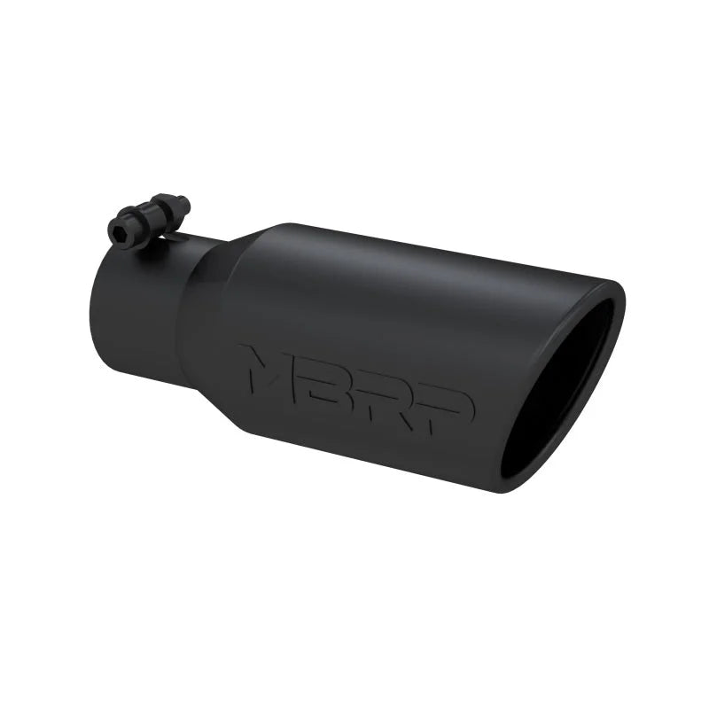 MBRP Universal Angled Rolled End Tip 4in OD / 2-3/4in Inlet / 10in Length - Black - Side View