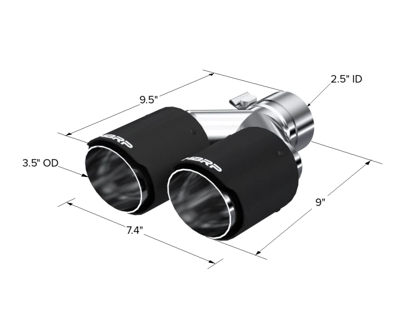 MBRP Universal Carbon Fiber Dual Tip 3.5in OD/2.5in Inlet - Side View