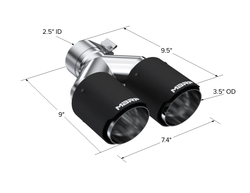 MBRP Universal Carbon Fiber Dual Tip 3.5in OD/2.5in Inlet - Side View
